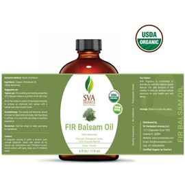 SVA Organics FIR Balsam Essential Oil Organic USDA 4 Oz with Dropper 100% Pure Natural Unrefined Premium Therapeutic Grade Oil