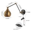 GEPOW Black Gold Swing Arm Wall Sconce, Modern Plug-in or