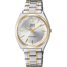 Citizen Q&Q QB78 Analog Wristwatch, Waterproof, Metal Band, and Others, silver/gold, 1 piece