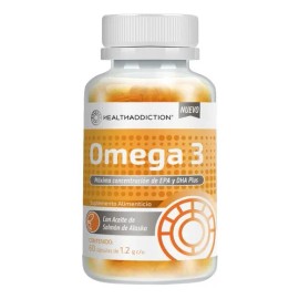 HEALTHADDICTION - Omega 3 Premium sin Sabor a Pescado, 60 Cpsulas de 1.2g cu, Con Alto Contenido de EPA y DHA - Aceite de Pescado de Calidad          