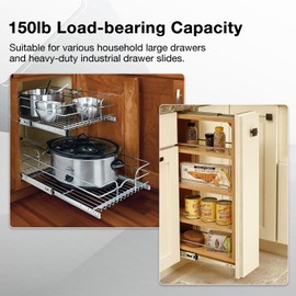 REGUDA Heavy Duty Locking Drawer Slides Full Extension Runners with Lock 12 14 16 18 20 22 24 26 28 30 32 34 36 38 40 Inch Side Mount Ball Bearing Rails Track Glides 150 Lbs (Without Lock, 14 inch)