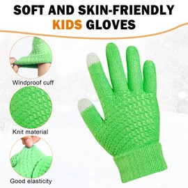 ONESING 3 Pairs Winter Gloves for Kids Knit Warm Gloves Touch Screen Thermal Gloves for Boys Girls