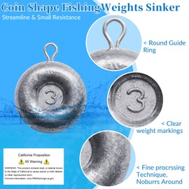 Disc Sinkers Lead Fishing Coin Sinkers Saltwater Fishing Weights Surf Fishing Weights Catfishing Tackle Equipment 1oz 2oz 3oz 4oz 5oz (1oz-10pcs)