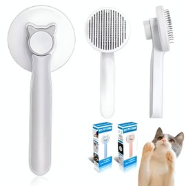 Versatile Pet Grooming Brush - Gently Removes Loose Undercoat, Suitable for Cats and Dogs, Ideal for Massage (Gray)