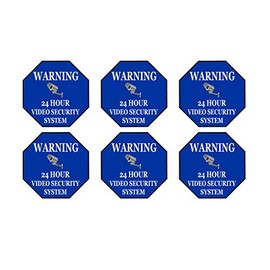 Rogue River Tactical 6 Pack Warning Security Video Camera Surveillance Monitored 24 Hour Sign Sticker Decal Window Door Indoor Outdoor 3x3 Inch