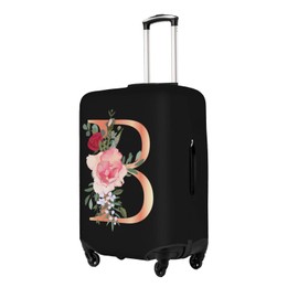 Wansin Floral Letter B Travel Luggage Cover Spandex Suitcase Protector Elastic Washable Stretch Suitcase Cover,Size L(Fit 25-28inch Suitcase)