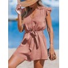 CUPSHE Women's Jumpsuit V-Neck Wrap Look Romper Flutter Sleeves Wide