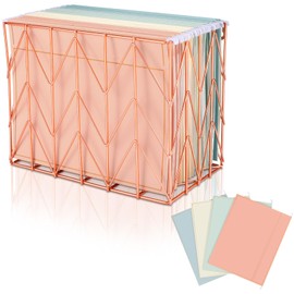 Lincia Hanging File Folder Kit, Include 1 Rose Gold Metal File Holder and 24 Pack Decorative Hanging Folders for Office School Classroom Supplies, Letter/A4 Size(Warm Color Style)