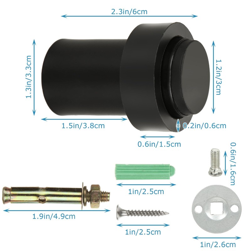 LDHHYH 6 PCS Black Door Stoppers, 2.3inch Stainless Steel Wall