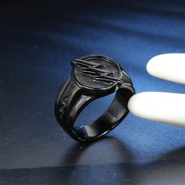 PAURO Men's Ring Stainless Steel Biker Thunder Signet Ring, Metal, Metal