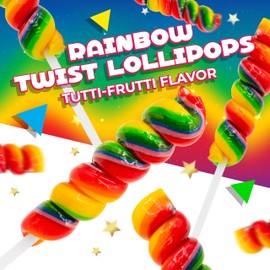 Rainbow Swirl Lollipops | 30 Count Jar | Tutti-Frutti Flavor | Rainbow Lollipops Individually Wrapped | Spiral Suckers Party Favors for Kids | Colorful Party Candy