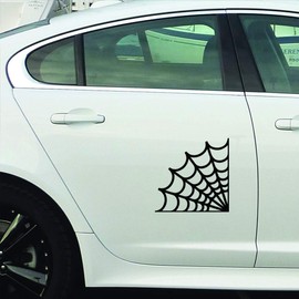 Angdest Corner Web Spider (Black) (Set of 2) Premium Waterproof Vinyl Decal Stickers for Laptop Phone Accessory Helmet Car Window Bumper Mug Tuber Cup Door Wall Decoration