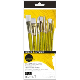 Daler-Rowney Simply Medium Synthetic Short Handle Blending Brush Assortment of 10 Brushes