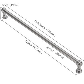 ZAUYX 1 Pack 12 Inch Hole Center Appliance Pulls Brushed Satin Nickel Cabinet pulls Solid Heavy Duty Drawer Handles Dresser Handles Cabinet Handles Bathroom Cabinet Handles