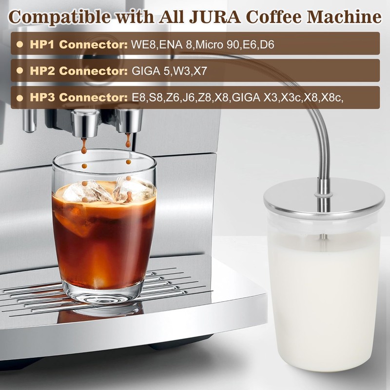 Jisculo 16.9 oz Glass Milk Container for Jura & Stainless