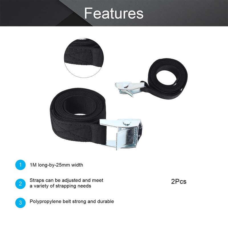 MroMax 0.98" Width x 3.28ft Length Lashing Straps Polypropylene Cam