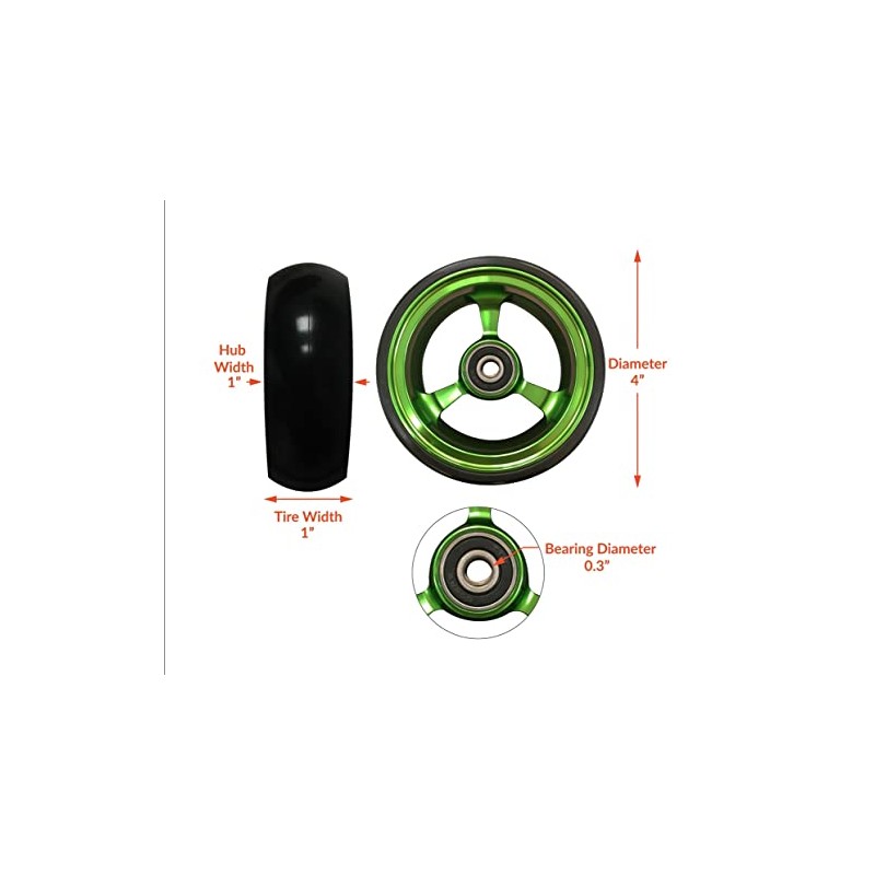 RIANTWHEEL, 4 X 1.0 inch, Solid, PU Wheels, Wheelchair Casters,