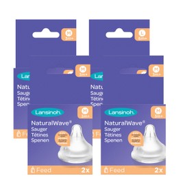 Lansinoh NaturalWave Teats Medium Milk Flow 8 Pack (Pack of 4) - 3+ Months