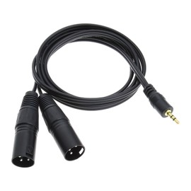EMSea 3.5mm to Dual Male 3 Pin XLR Cable 1.5m Gold Plated Interconnect Audio Microphone Cable for Mixer Microphone Audio