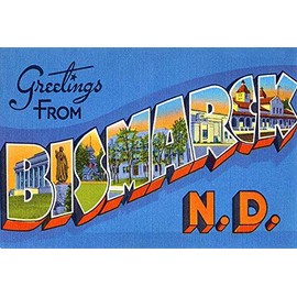 Greetings from Bismarck, North Dakota - 1930's - Vintage Postcard Poster
