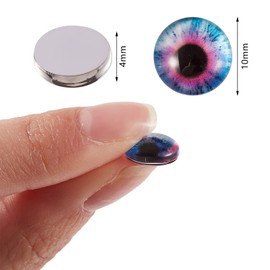 Ornaland 100 Pcs 10mm Glass Eyes Cabochons Mixed Style Flatback Dome Cabochons Cat Eyes Doll Eye Cameo Pendants for Jewelry Making
