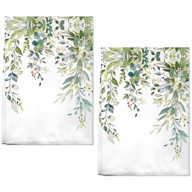 AMM Sage Green Eucalyptus Kitchen Towels Set of 2 Spring Decorative Dish Hand Towels for Kitchen 16x27 Inch Botanical Leaves Floral Plant Dish Cloths Absorbent Soft Microfiber