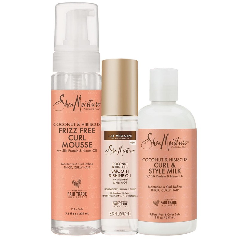 Shea Moisture Styling Set Mousse, Smooth Shine Oil, Curl Style