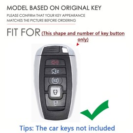 SANRILY Handmade Leather Key Fob Cover for Lincoln 2017 2018 2019 2020 2021 MKC MKX MKZ Continental Navigator 2019 2020 Nautilus 5 Button Smart Key Keyless Keychain Holder Black