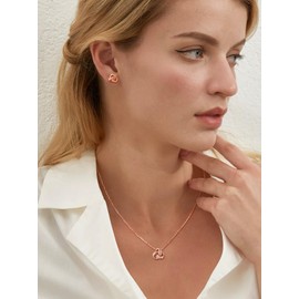 Suplight Rose Gold Love Knot Earrings for Women Girlfriend Valentine Earrings 925 Sterling Silver Heart Stud Earings With Cubic Zirconia