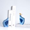 Yougoals Blue Agate Bookends for Shelves, Geode Crystal Book Ends