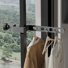 Boxonly Foldable Clothes Airer Indoor Outdoor 7 Holes Black Space Saving Portable Heavy Duty Aluminum for Small Spaces, Balcony, Bathroom, Travel and Camping