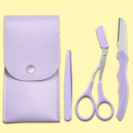 3-Piece Eyebrow Grooming Tool Set: Razor, Scissors, Tweezers Eyebrow Scissors