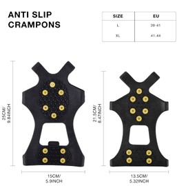 SF Ice Traction Cleats for Shoes and Boots Large Rubber with 10 Steel Studs Crampons for Ice Snow Anti Slip Traction Footwear Black Yellow