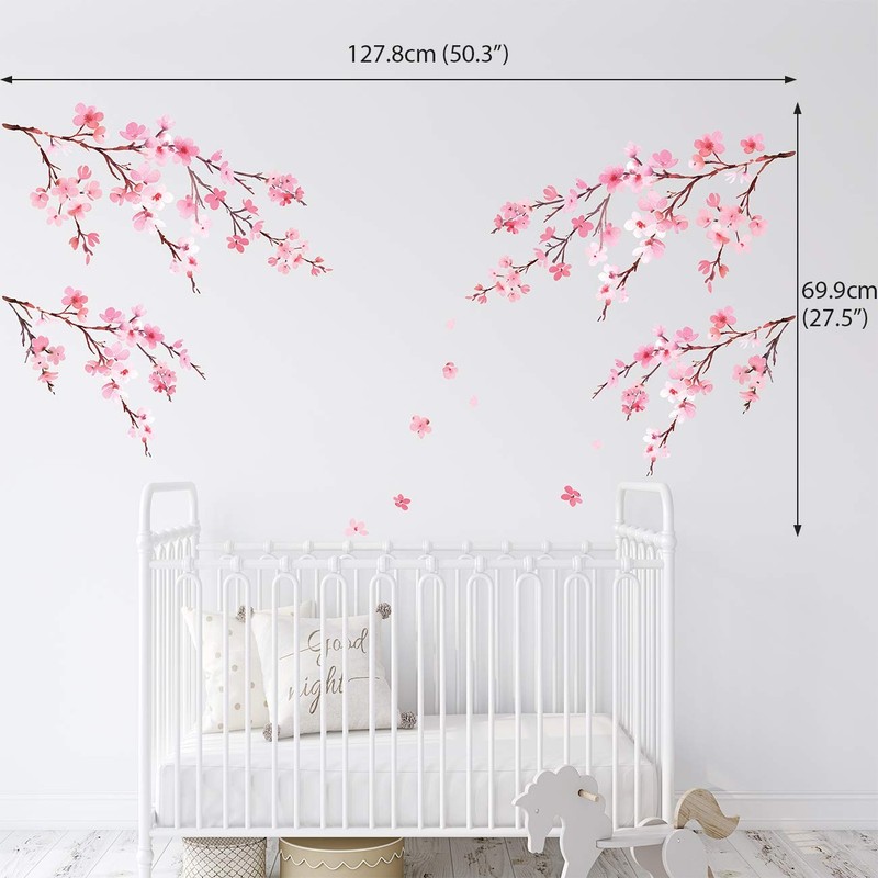 DECOWALL DS12-2003P1903 Watercolour Cherry Blossom Wall Sticker Wall Sticker Wall