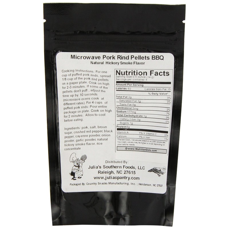 Chef Piggy Tail Microwave Pork Puffies Pork Rinds, Smokey BBQ,