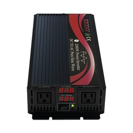 KRXNY Power Inverter Converter 2000W 24V DC to 110V 120V AC 60HZ Pure Sine Wave with LED Display for Car RV Home Solar