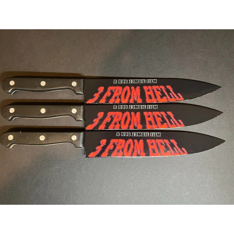 3 From Hell 3 Knife Set With Sublimated Stands