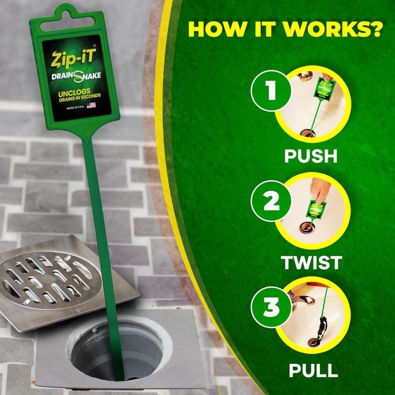 The original Zip-It Hair Clog Remover 25-inch Overall Length Drain