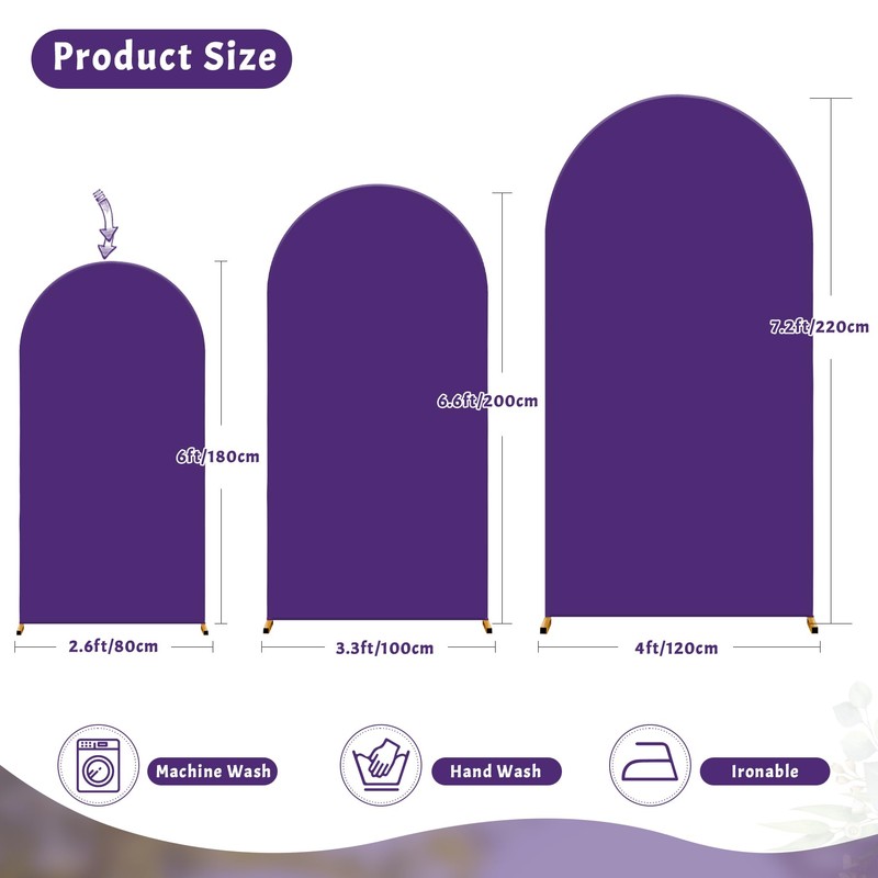 Purple Arch Cover 6FT Spandex Fitted Wedding Arch Stand Covers