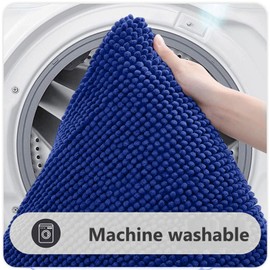 flintronic Non-Slip Bath Mat, 40 x 60 cm Chenille Bath Mat, Soft and Comfortable Bathroom Mat, Super Absorbent Fluffy Bath Mats for Bathroom, Machine, Washable Quick Dry-Royal Blue