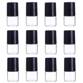 Mozff 12Pcs 1ml Mini Glass Roll on Bottles Roller Refillable Essential Oil Aromatherapy Sample Vials Roller Bottles Container, Essential Oil (Black)