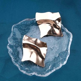 Allereya Geometric Crumpled Stud Earrings Irregular Square Earrings Vintage Oversize Earrings Gold Abstract Earrings Punk Statement Earrings Jewelry for Women and Girls