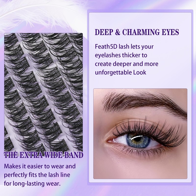 B&Q 5D Fluffy Wispy Cluster Lashes 8-16mm Mix Natural Lash