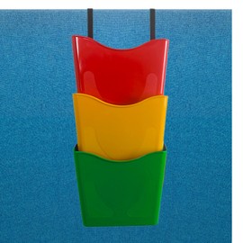 Deflecto Multi Coloured Portrait A4 Wall Mounted Document Holders Set of 3 - A4 Sign Holder - A4 Leaflet Holder Wall Mounted Letter Rack Leaflet Display Stands A4 Poster Holder A4 Menu Holders