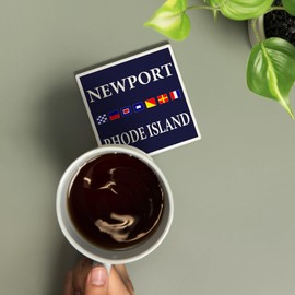 Newport, Rhode Island, Nautical Flags (Absorbent Ceramic Coaster, Single, Cork Back, Kitchen Table Decor)