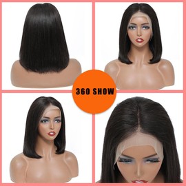 TIRALI Bob Wig Human Hair 13x4 HD Lace Frontal Wigs Human Hair Pre Plucked with Baby Hairs 180 Density Straight Bob Lace Front Wigs for Women 14 Inch