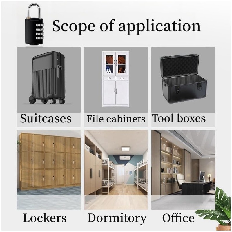 4 Digit Travel Padlock Luggage Combination Lock Outdoor Key Padlock