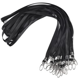 20PCS Badge Lanyards Bulk Black Nylon Neck Lanyard Strap with Stainless Swivel Hook for ID Badge Holder ID Card Name Tag Key Chains Wallet Cellphone Office Id Badges