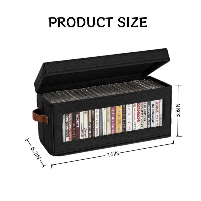 ANLIOTO CD Storage Box, CD Case Holder with Clear Window