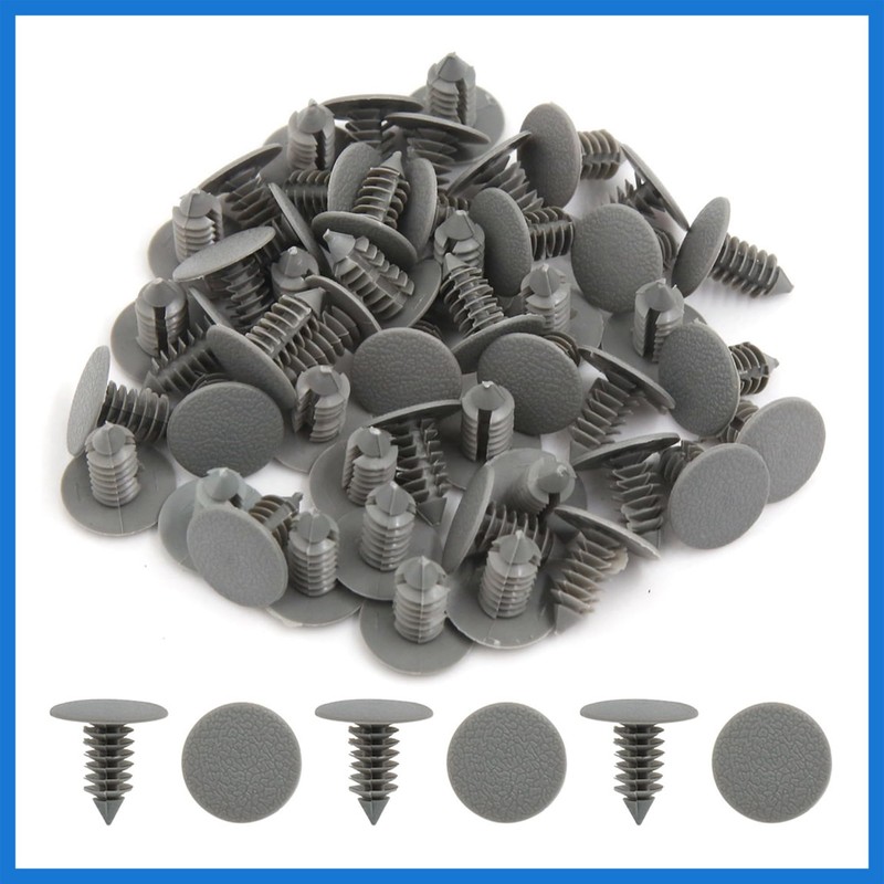 VekAuto 50 Pcs Gray Plastic Door Bumper Push Rivets Clip